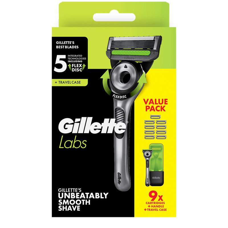 Gillette Labs Razor with 9 Blades and Travel Case - Shave Anywhere