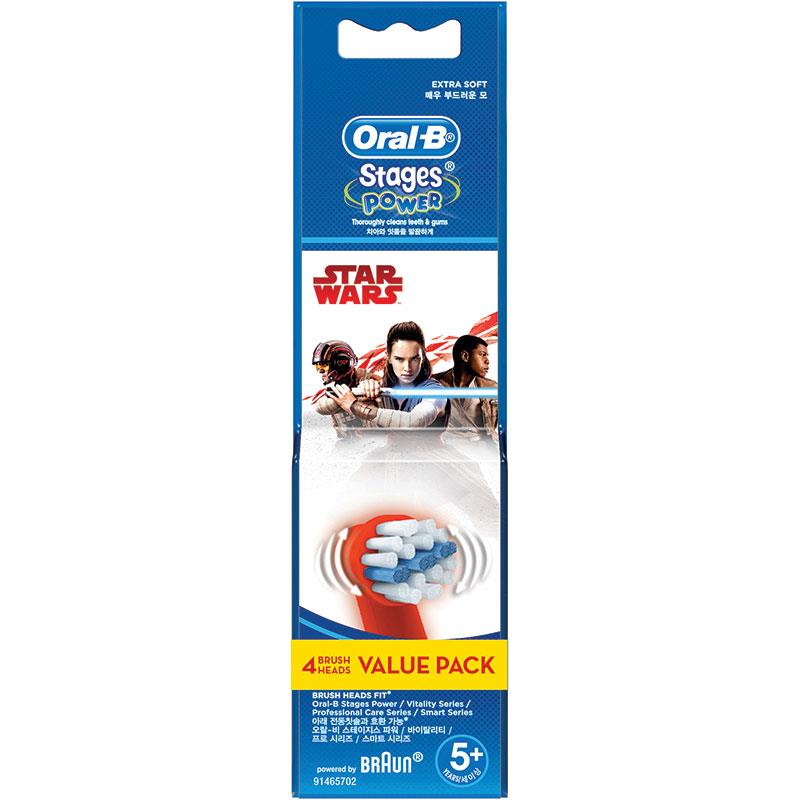 Oral B Power Toothbrush Kids Star Wars/Spiderman Refills - 4 Pack