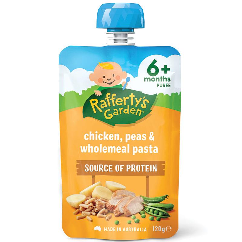 Raffertys Garden 6+ Months Chicken, Peas & Wholemeal Pasta Puree 120g