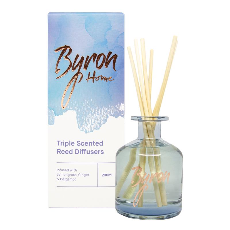 Byron Home Triple Scented Reed Diffuser - Lemongrass, Ginger & Bergamot 200ml