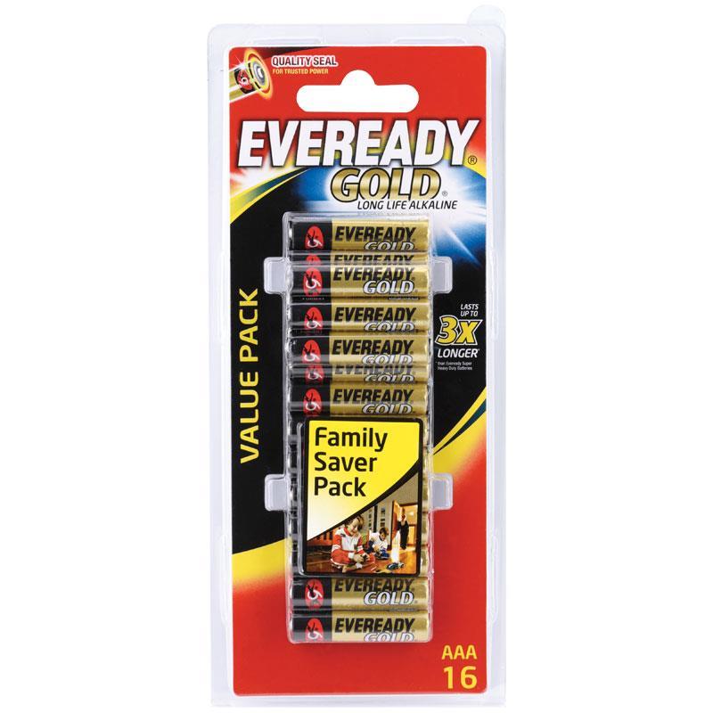 Eveready Gold AAA Batteries - 16 Pack for Reliable Power