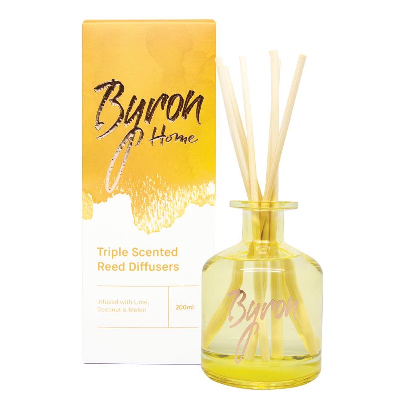 Byron Home Triple Scented Reed Diffuser - Lime, Coconut & Melon 200ml