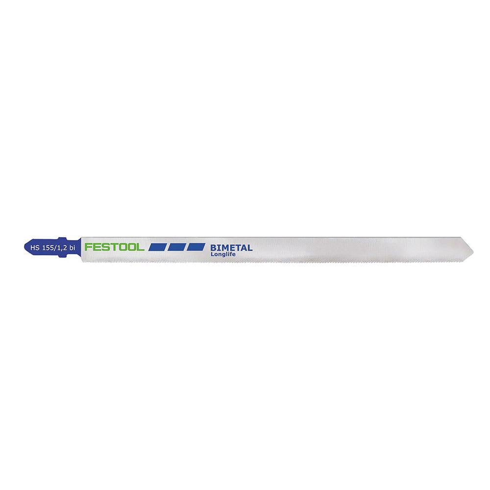 FESTOOL 155mm x 1.2mm T-Shank Jigsaw Blade for Metal Cutting - 5 Piece 204337