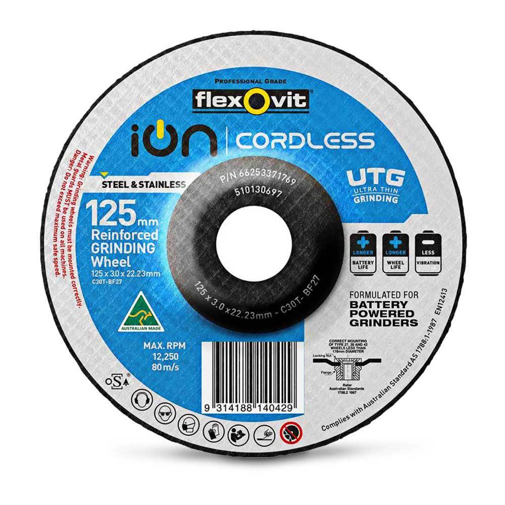 FLEXOVIT 125 x 3.0mm Steel and Stainless Grinding Disc - ION-CORDLESS