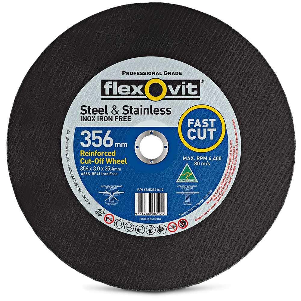 FLEXOVIT 356 x 3.0mm Steel and Stainless Cut Off Disc for Chop Saws 66252841617