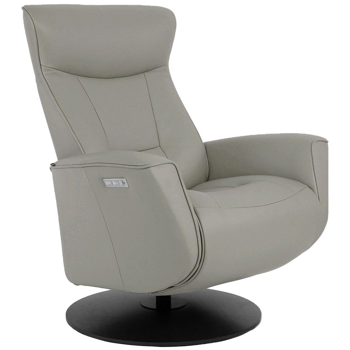 Fjords By Moran Oskar Medium Motorised Relaxer Leather Chair Black/ShadGrey