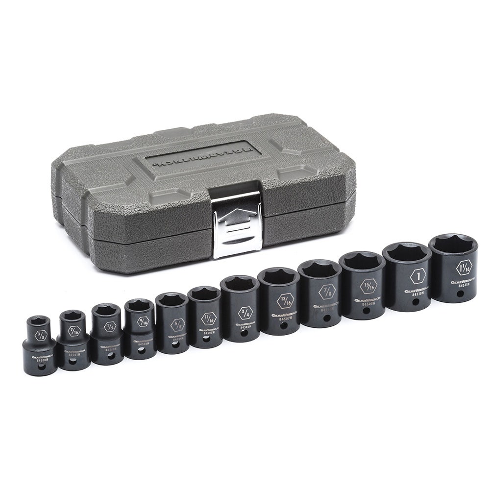 GEARWRENCH 12 pcs 1 2inch Drive 6 Point SAE Impact Socket Set 84931N