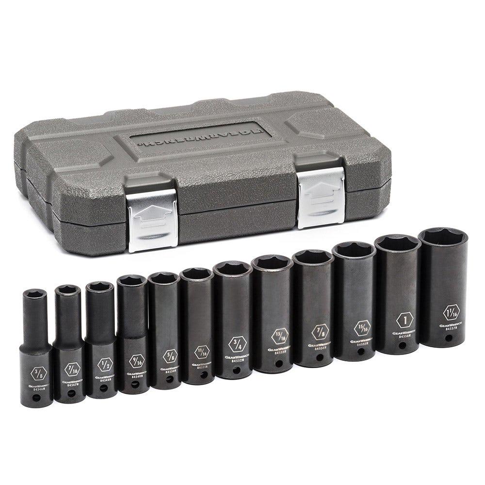 GEARWRENCH 12 pcs 1 2inch Drive 6 Point SAE Deep Impact Socket Set 84942N