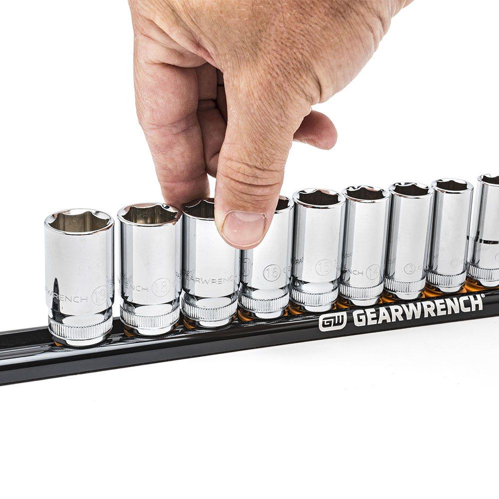 GEARWRENCH 1 2inch Drive Magnetic Socket Rail Includes 14 Clips 83128