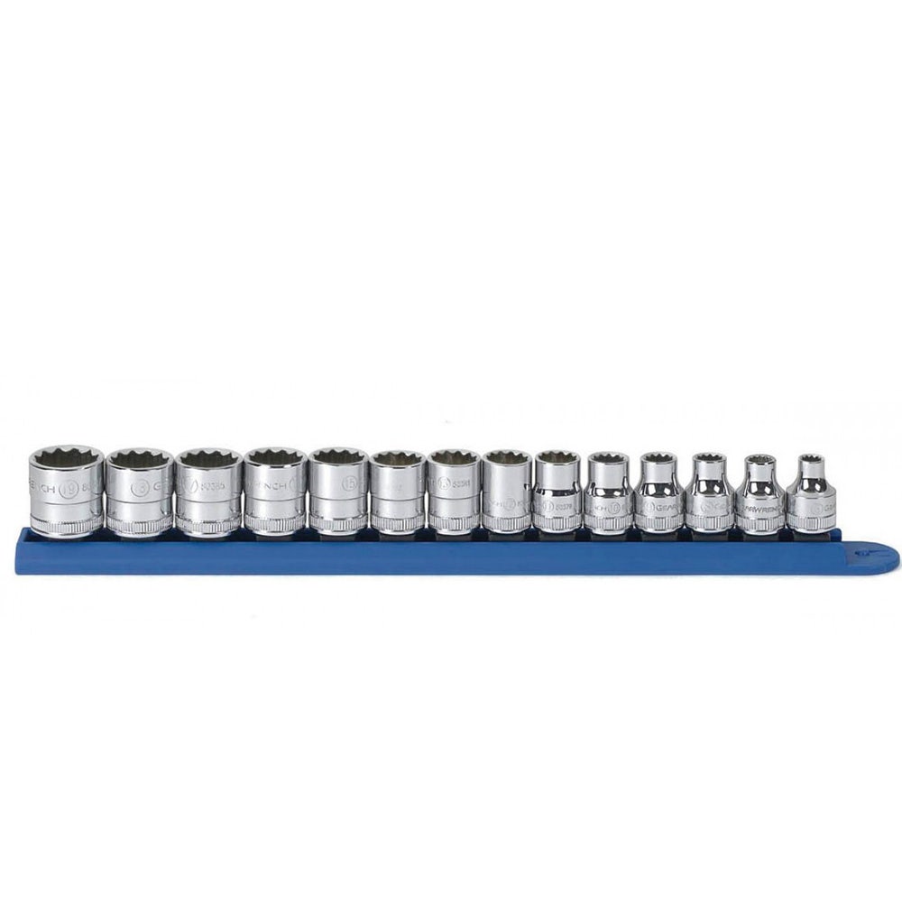 GEARWRENCH 3 8inch Drive Met 12PT Socket Set 14pc on Rail 80560