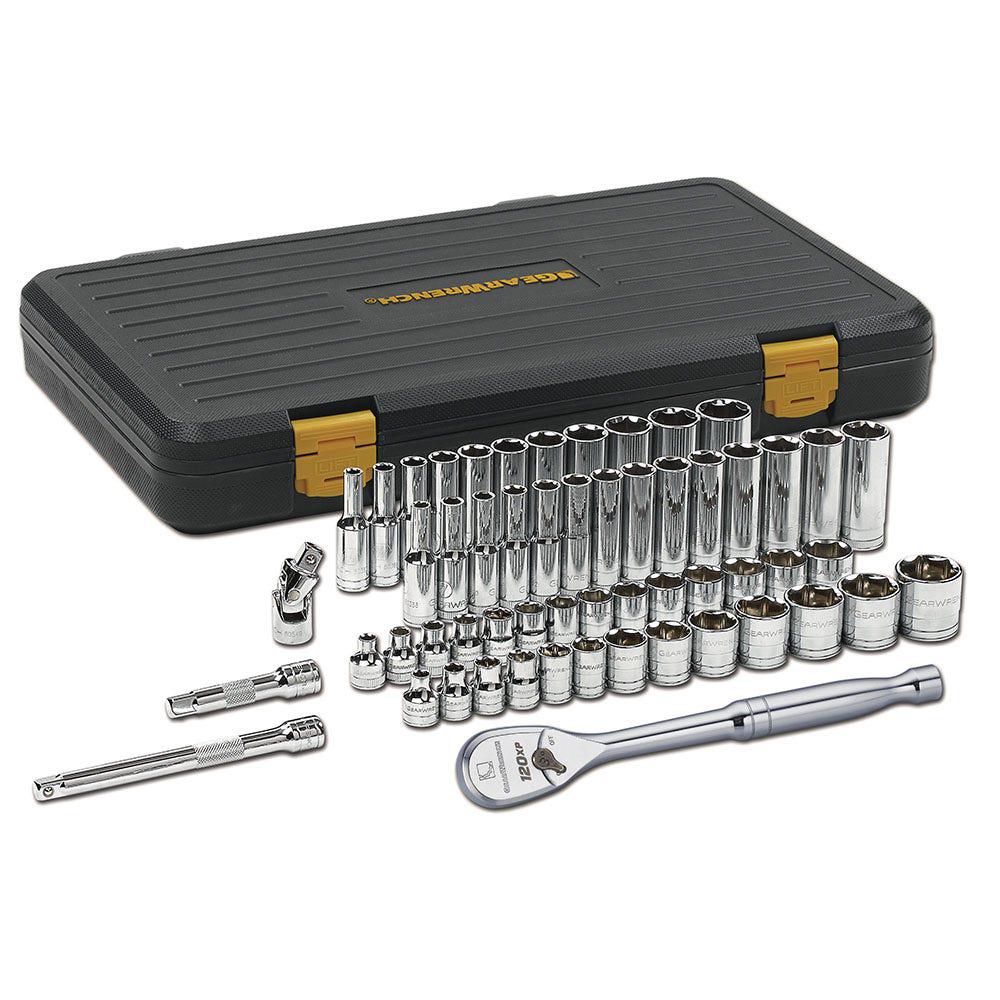 GEARWRENCH 56 pcs 3 8inch Drive 6 Point 120XP SAE Metric Standard and Deep Mechanics Tool Set 80550P