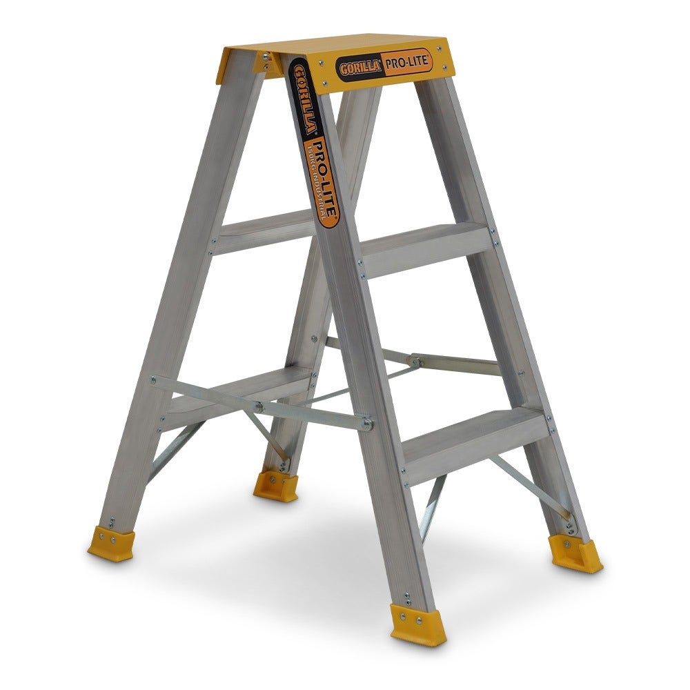 GORILLA 0.9m 150kg Pro-Lite 3 Step Double-Sided Aluminium Step Ladder SM003-PRO