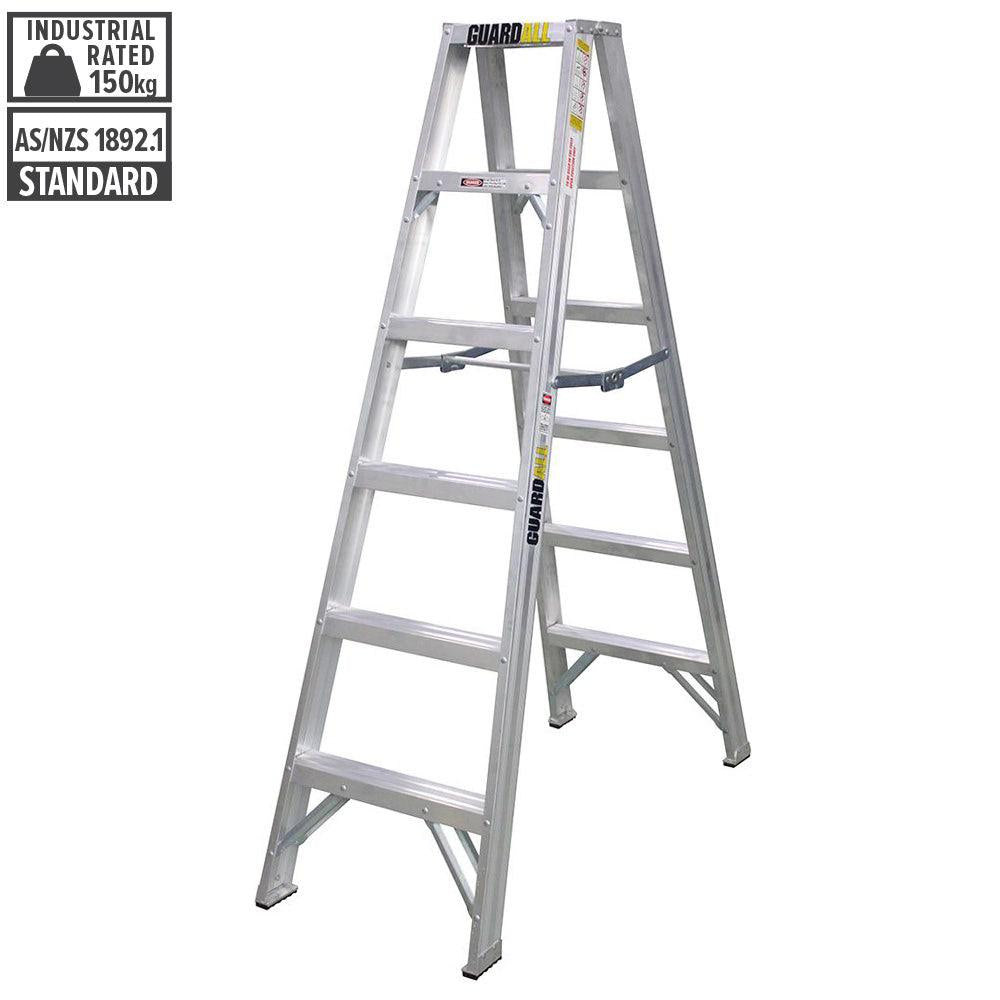 GUARDALL 6-Step 1.8m Aluminium Double Sided Step Ladder AA32205