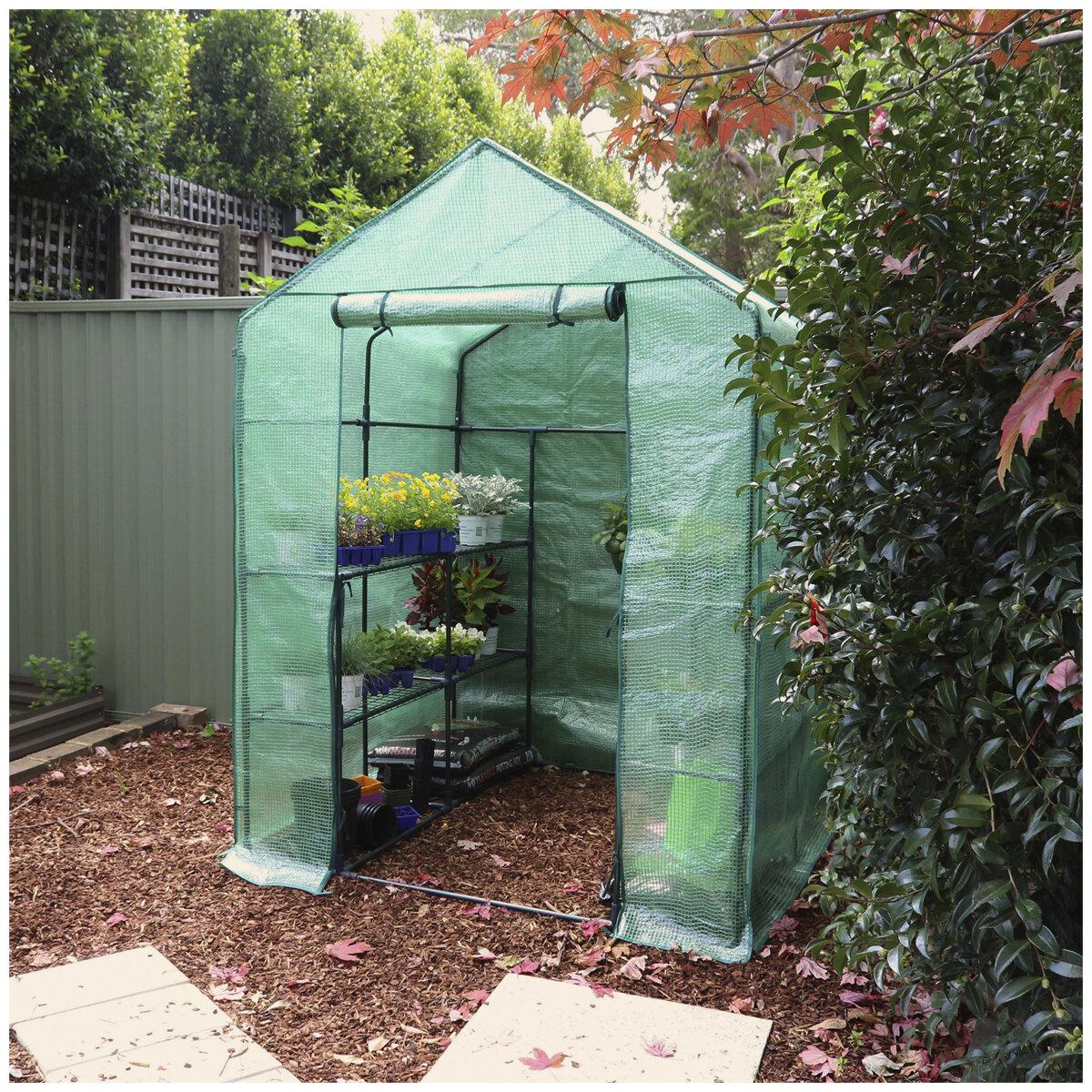 Greenlife Large Walk-in Greenhouse Twin Pack With PE Cover 195 x 143 x 143cm