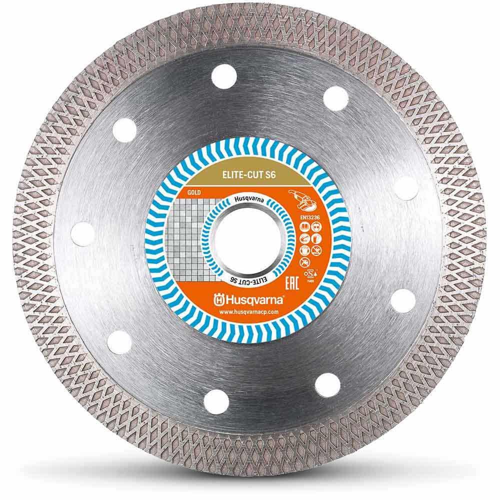 HUSQVARNA 125mm Turbo Continuous Rim Diamond Blade for Ceramic Cutting - ELITE-CUT S6