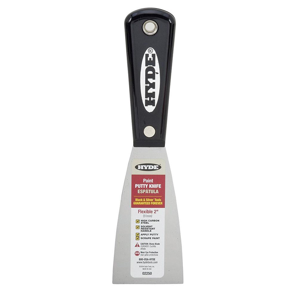HYDE 2inch Flexible Black and Silver Putty Knife