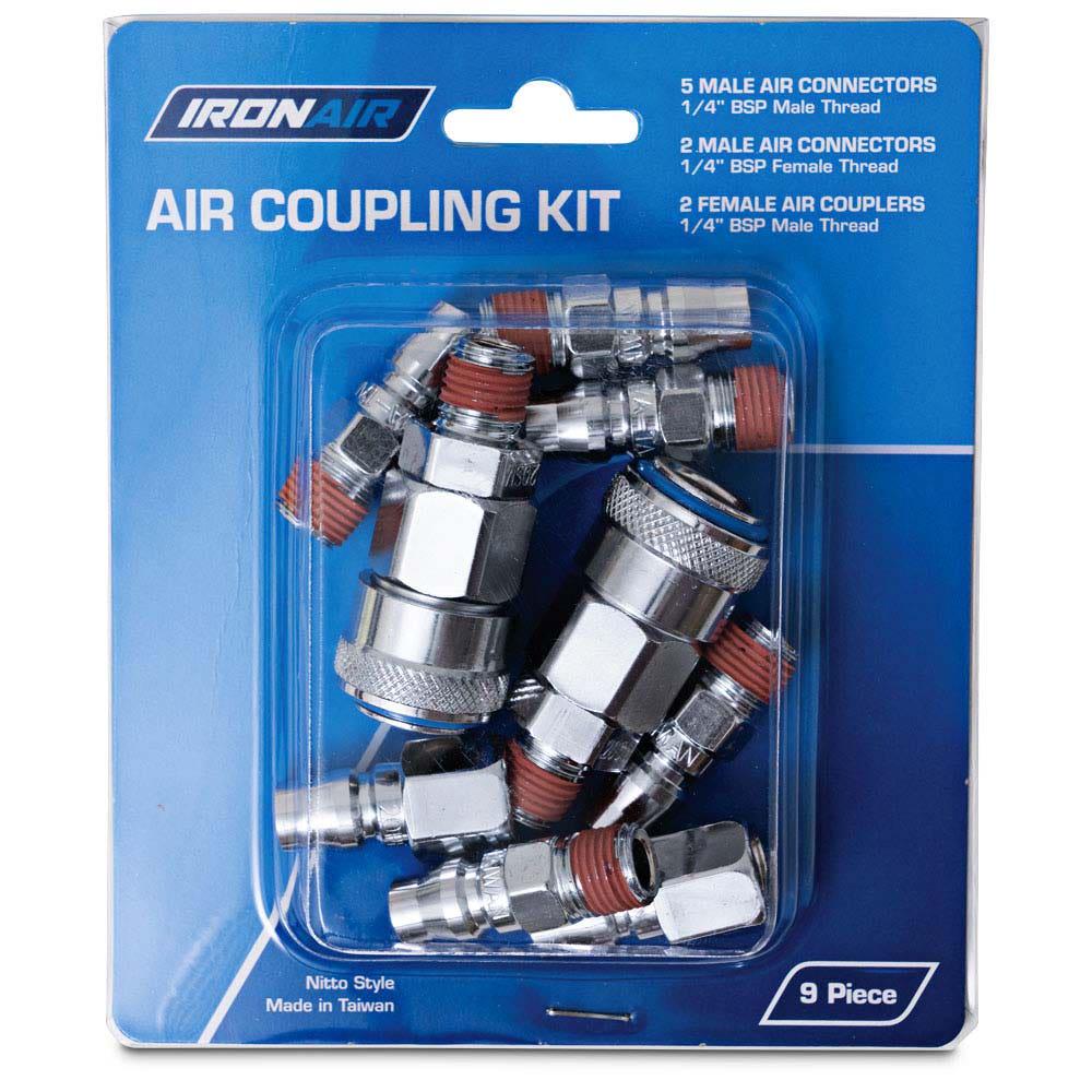 IRONAIR 9 Piece 1 4 Air Nitto Style Coupling Kit