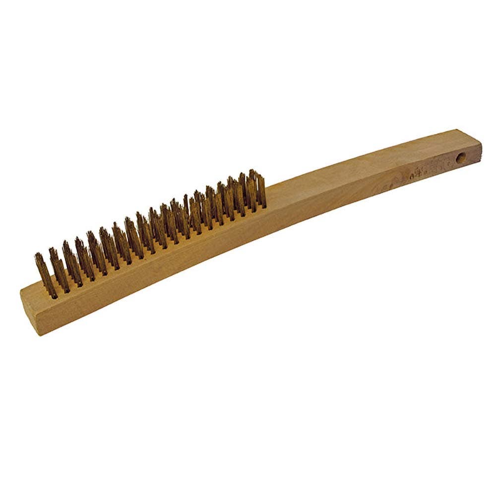 ITM 353mm Hand Brush 4 Row Brass w Timber Handle TM7050-011