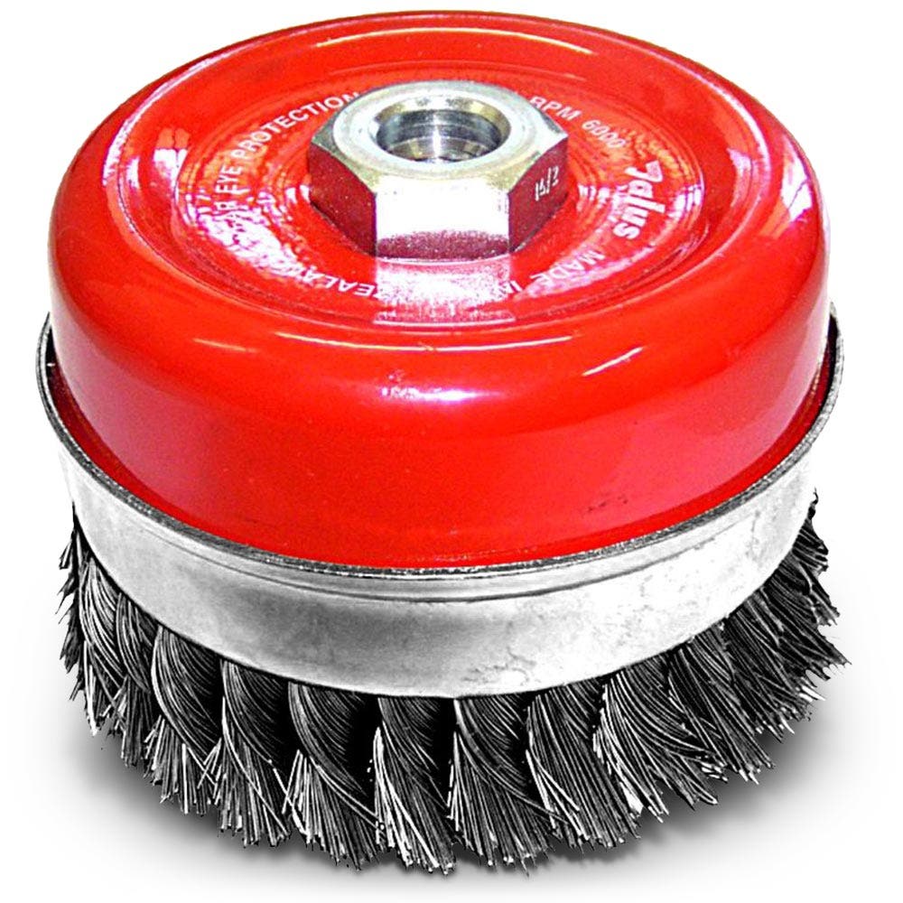 JOSCO 125mm 0.5mm Steel Twist Knot Skirted Wire Cup Brush