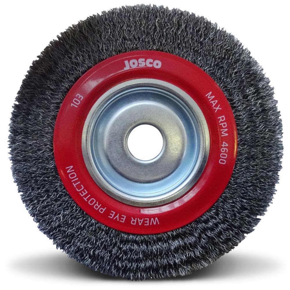 JOSCO 200 x 28mm Multi-Bore HD-Steel Crimped Wire Wheel Brush