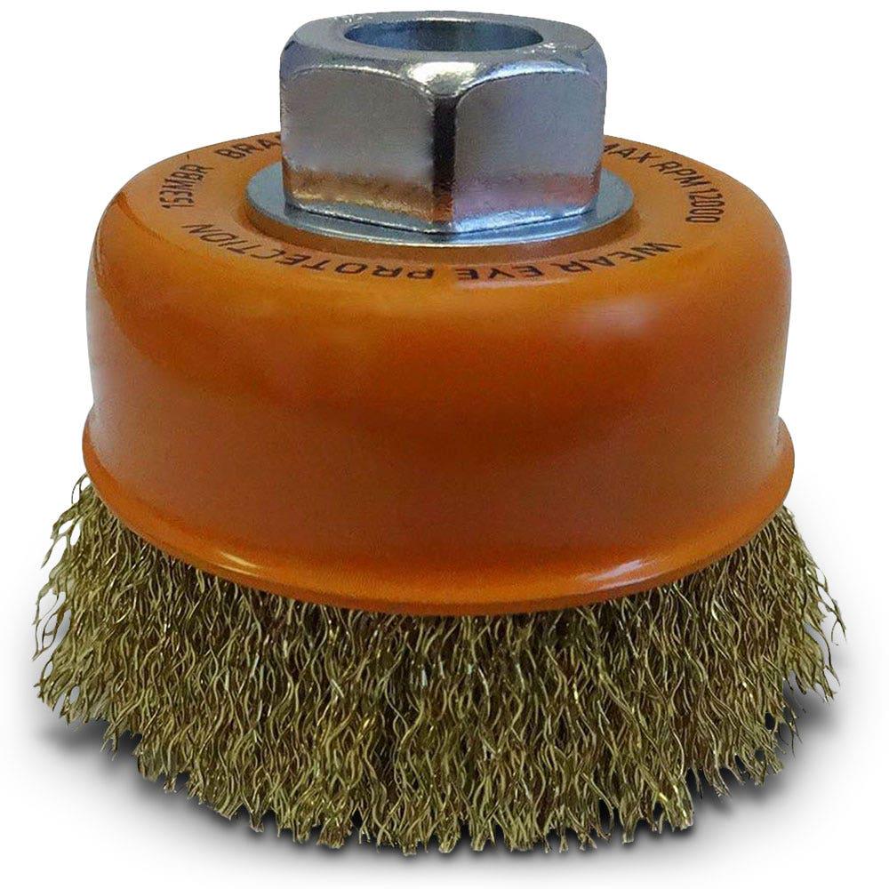 JOSCO 75mm 0.3mm Brass Crimped Wire Cup Brush