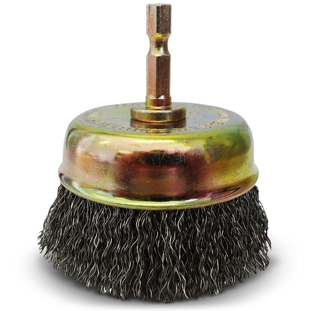 JOSCO 75mm 1 4-Hex Mounted Crimped Wire Cup Brush
