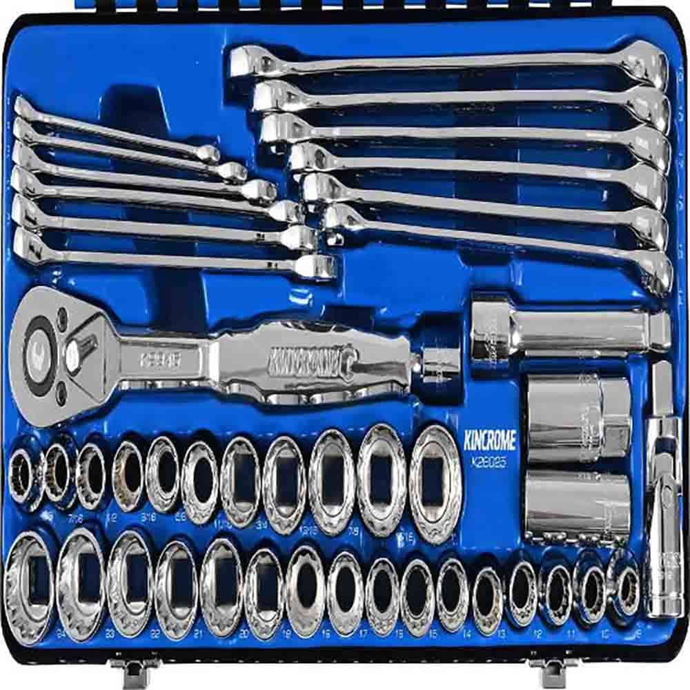 KINCROME 1 2 Drive Socket and Spanner Set Metric and Imperial 45 Piece K28025