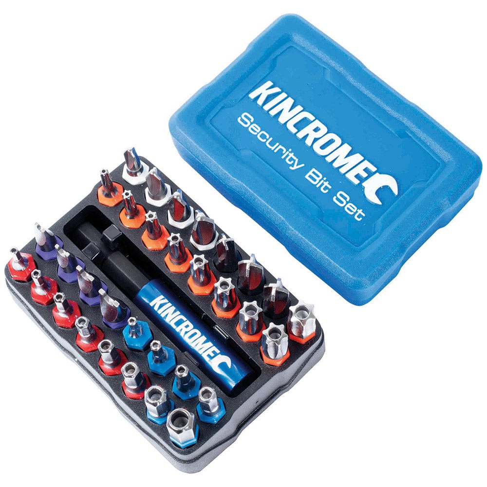 KINCROME 33 Piece 1 4inch Hex Drive Security Bit and Holder Set 13648