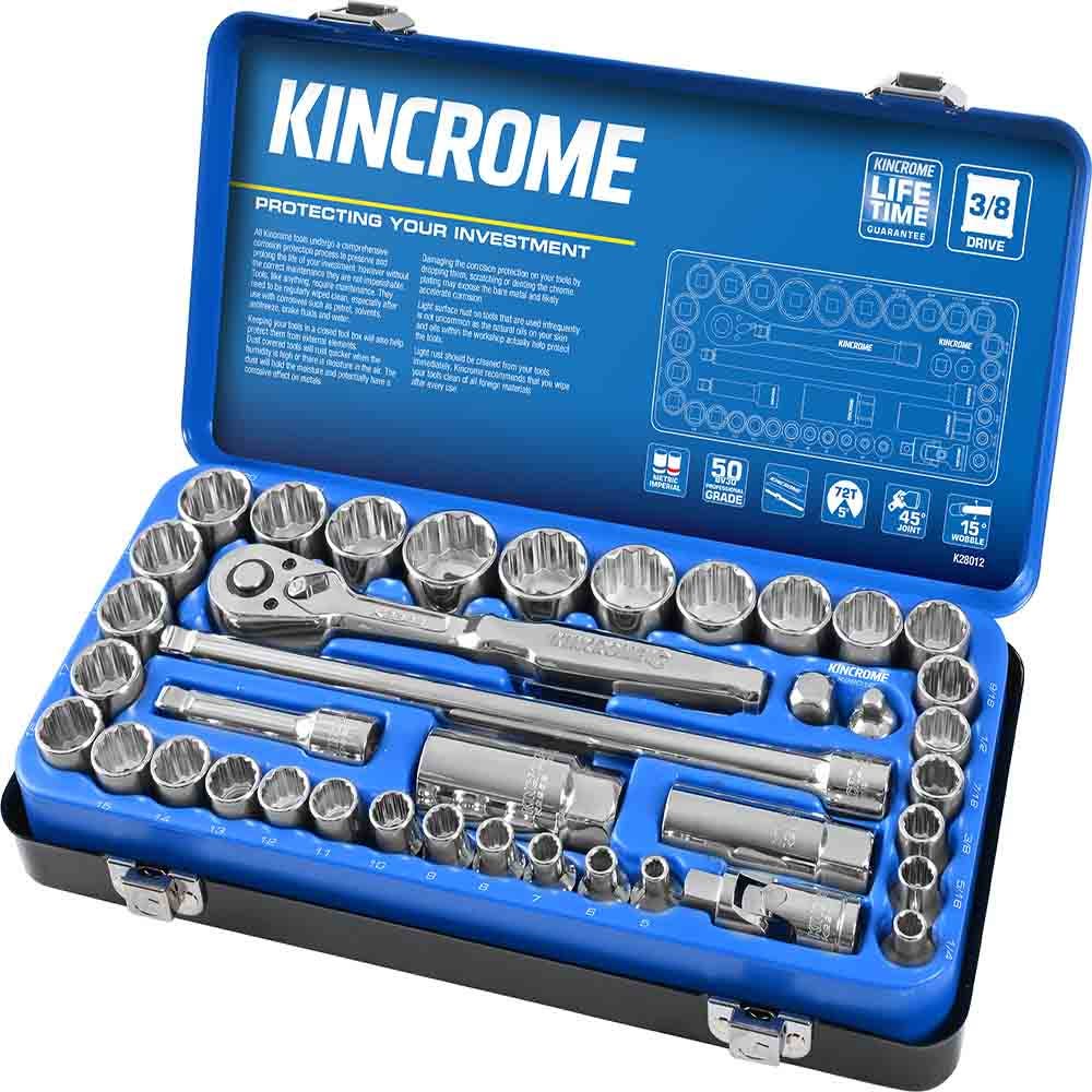 KINCROME 3 8 Drive Socket Set Metric and Imperial 40 Piece K28012