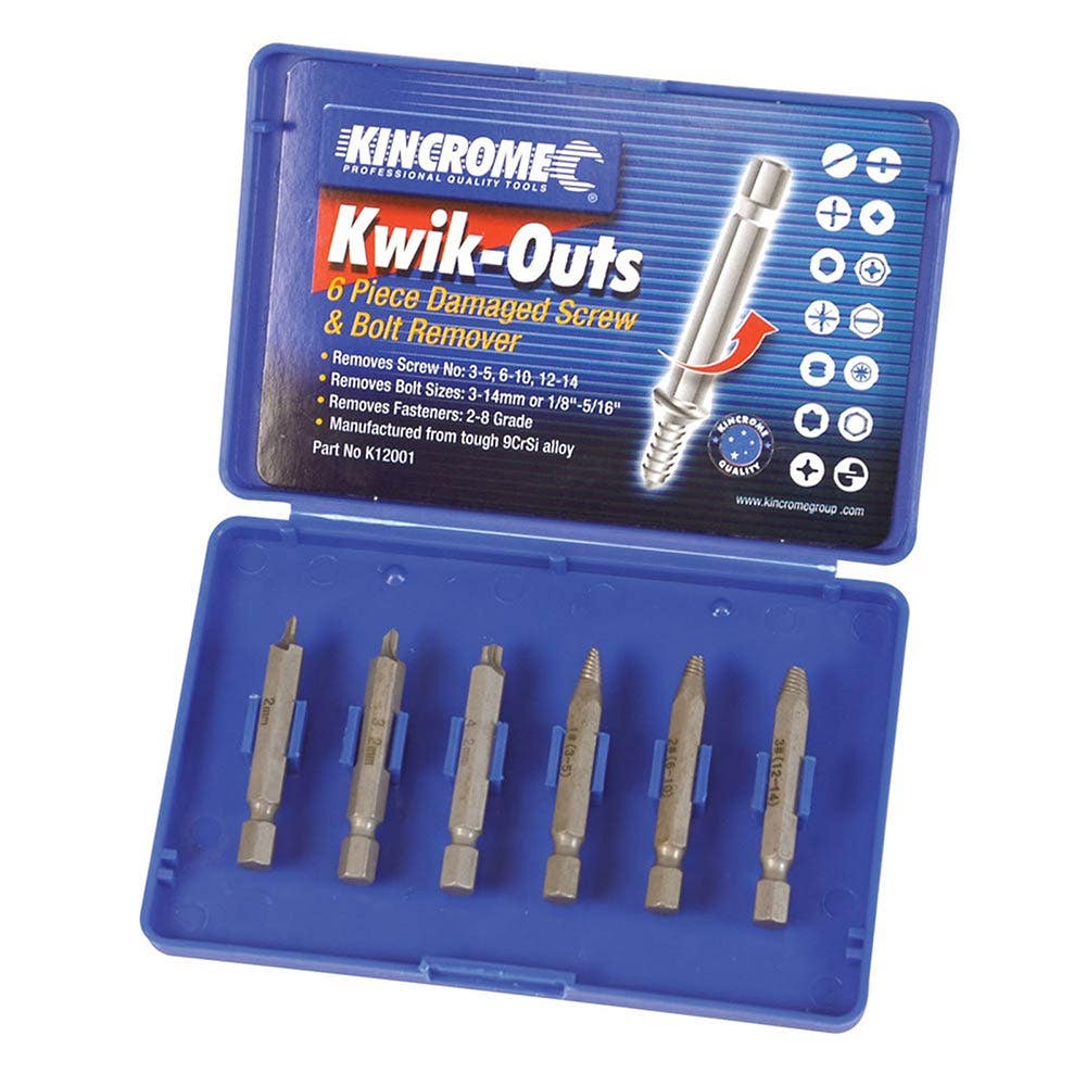 KINCROME 6 Piece Kwik-Outs Damaged Screw and Bolt Remover K12001