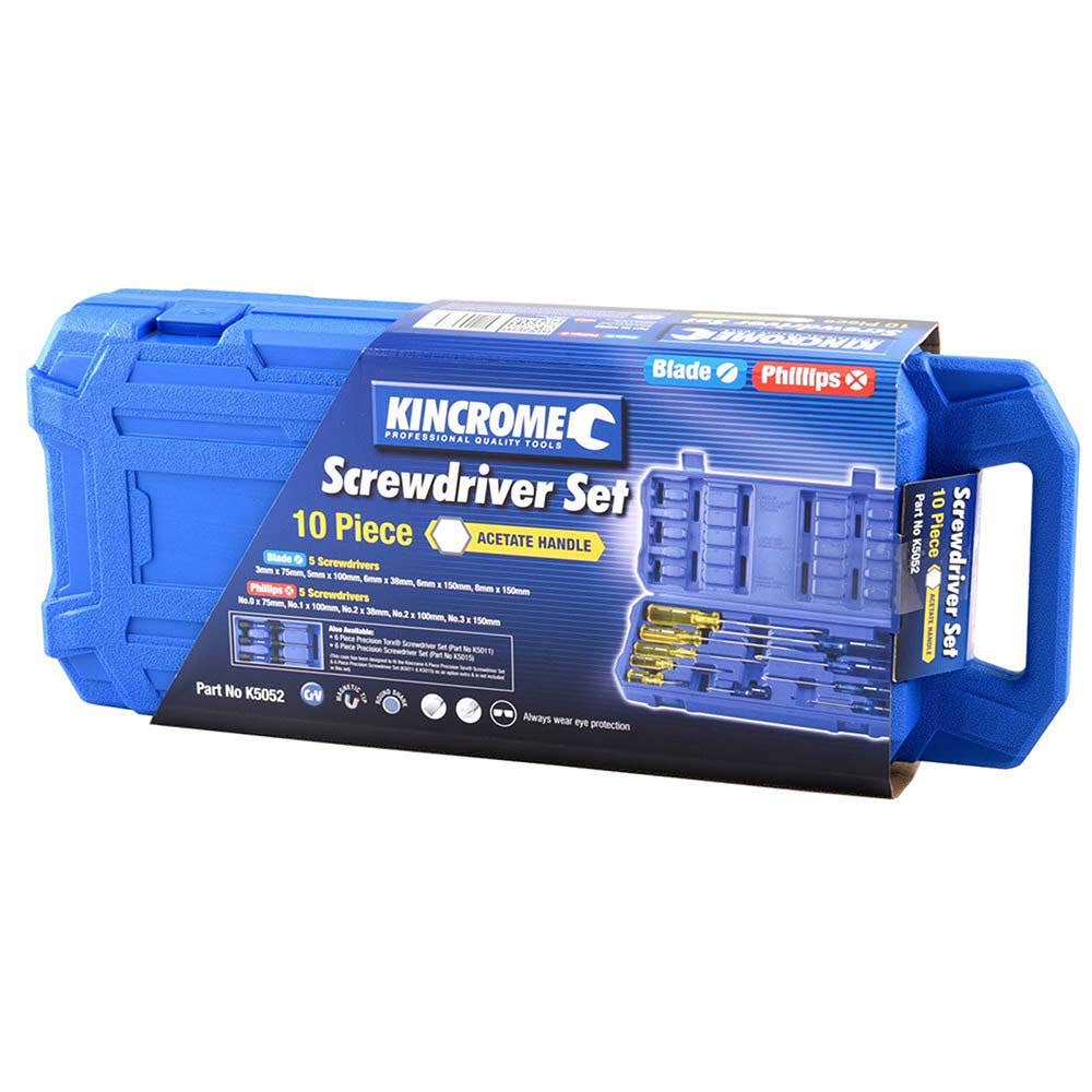 KINCROME Acetate Handle Screwdriver Set - 10 Piece K5052