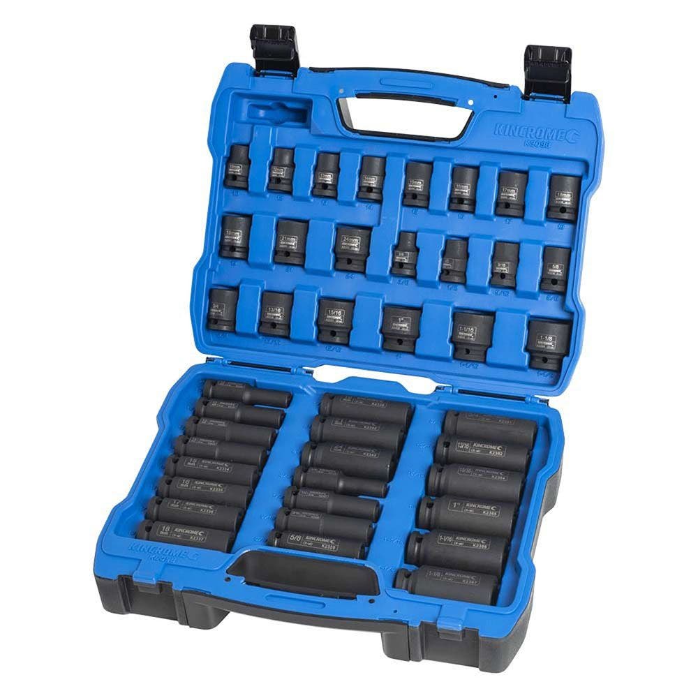 KINCROME Impact 1 2 Drive Socket Set Deep Standard Metric and Imperial 42 Piece K2098