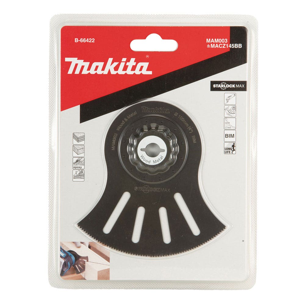 MAKITA 100mm Starlock Max Multi-Tool for Wood and Metal Segmented Saw Blade B-66422