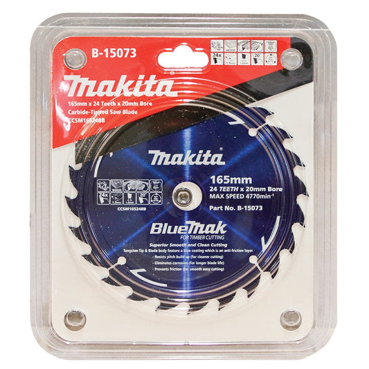 MAKITA 165mm 24T TCT Circular Saw Blade for Wood Cutting - Cordless Saws - BLUEMAK B15073