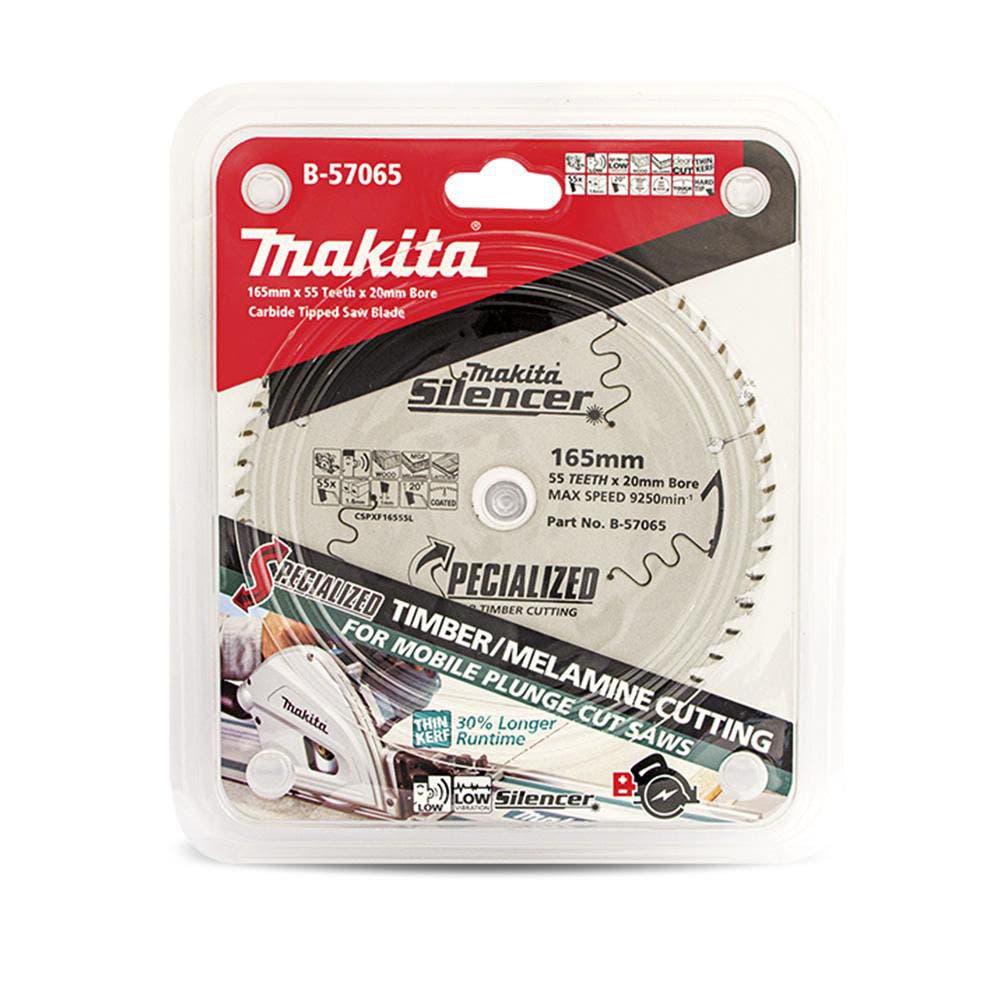 MAKITA 165mm 55T TCT Circular Saw Blade for Wood and Melamine Cutting - Plunge Saws - SPECIALIZED SILENCER