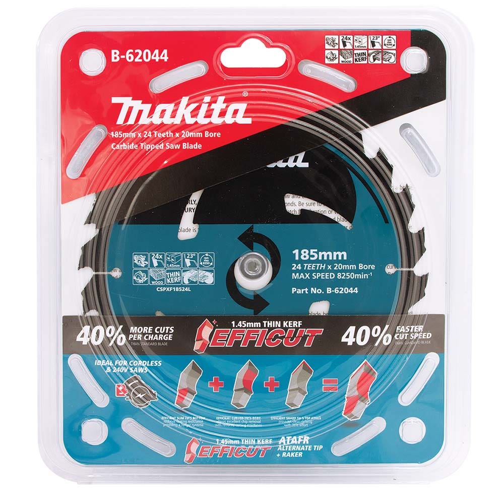 MAKITA 185mm 24T TCT Circular Saw Blade for Wood Cutting - EFFICUT