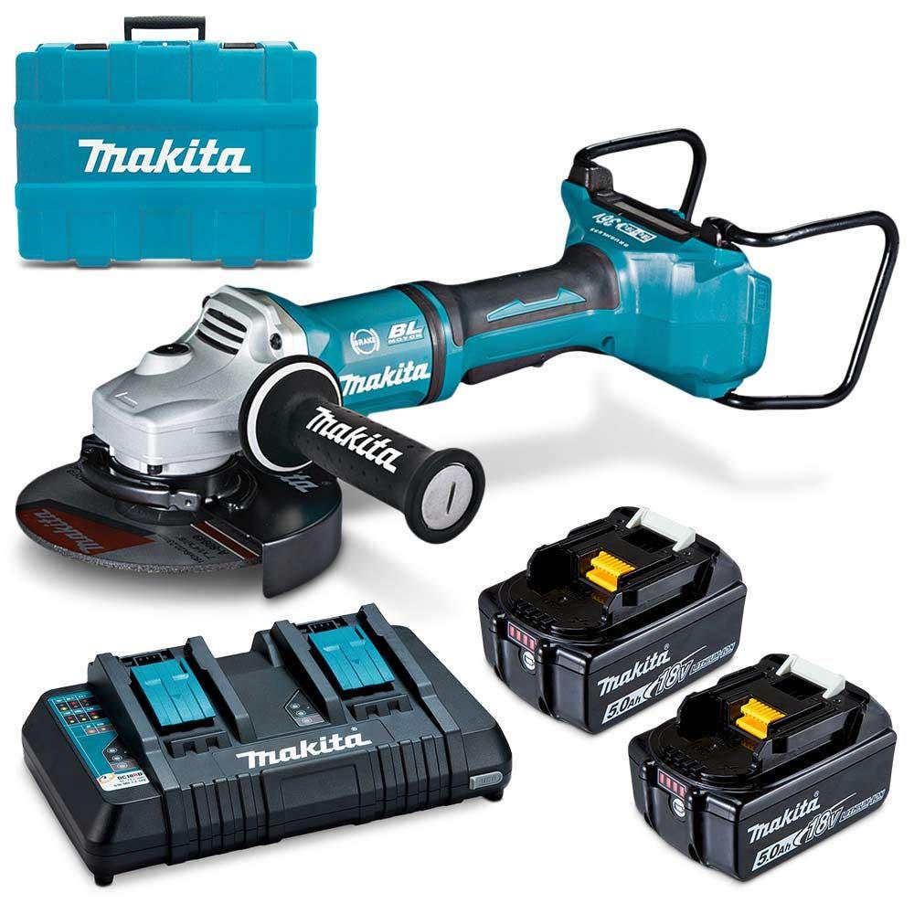 MAKITA 18Vx2 Brushless AWS 2 x 5.0Ah 230mm Angle Grinder Kit DGA901T2U1