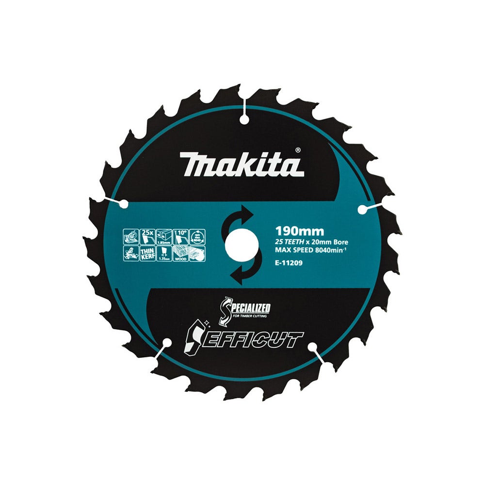 MAKITA 190 x 20mm 25T TCT Circular Saw Blade for Wood Cutting - EFFICUT E-11209