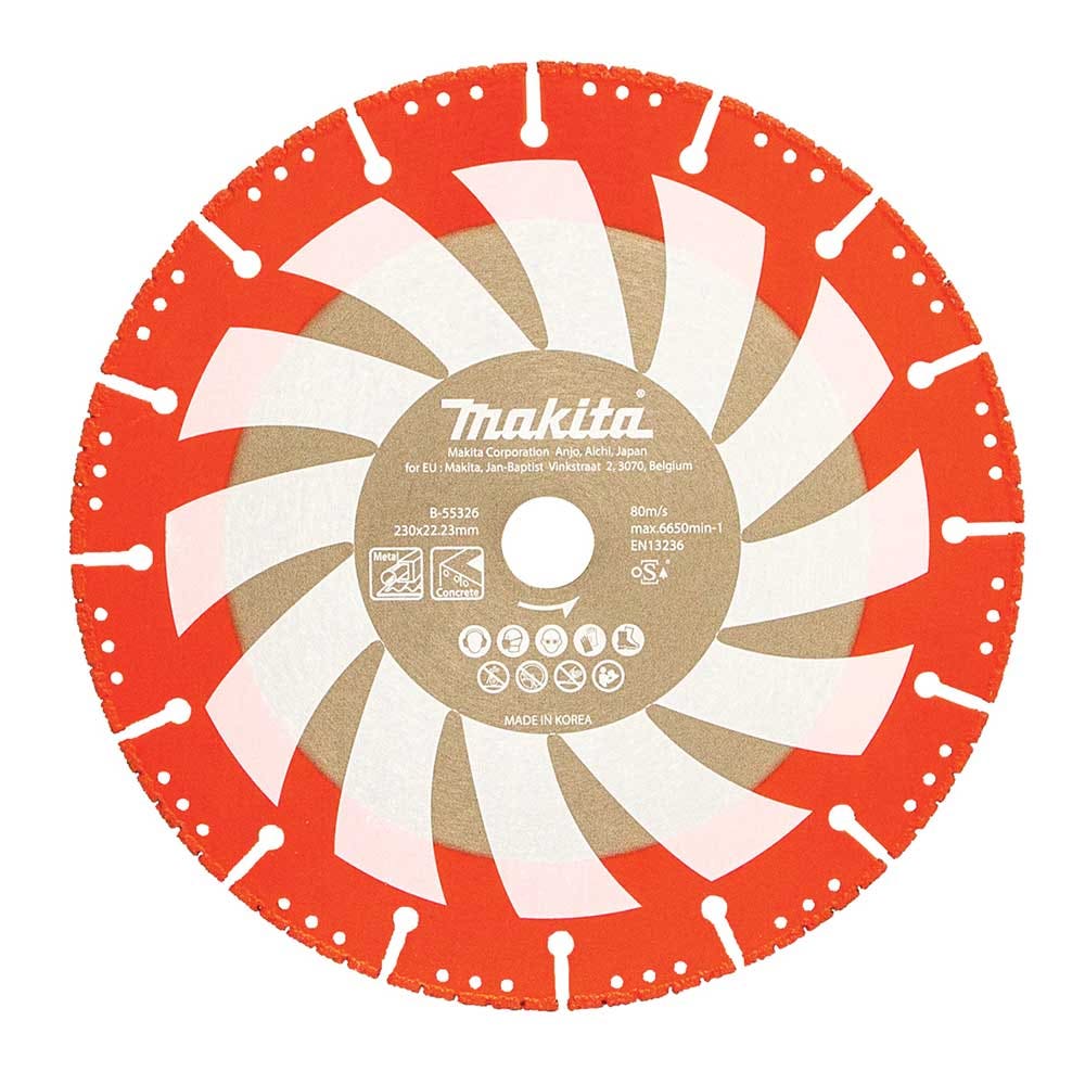 MAKITA 230 x 22.2mm Brazed Rescue G Purp Diamond Blade B-55326