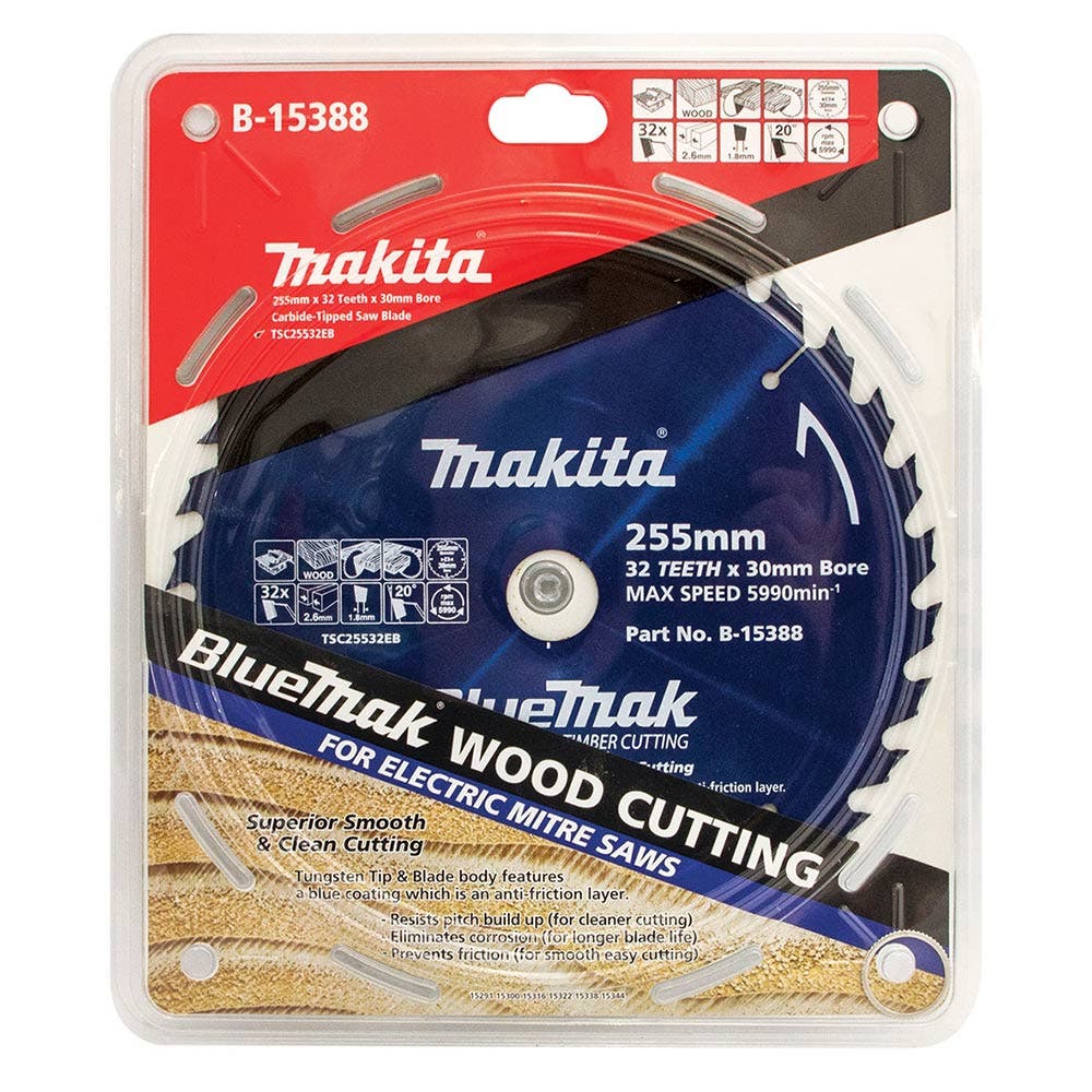 MAKITA 255mm 32T TCT Circular Saw Blade for Wood Cutting - Table Saws - BLUEMAK