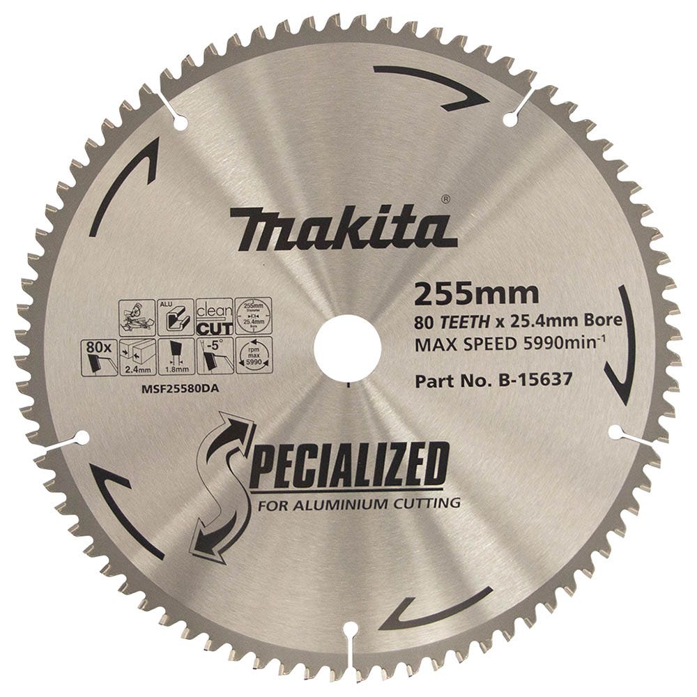 MAKITA 255mm 80T TCT Circular Saw Blade for Aluminium Cutting - Mitre Saws - SPECIALIZED