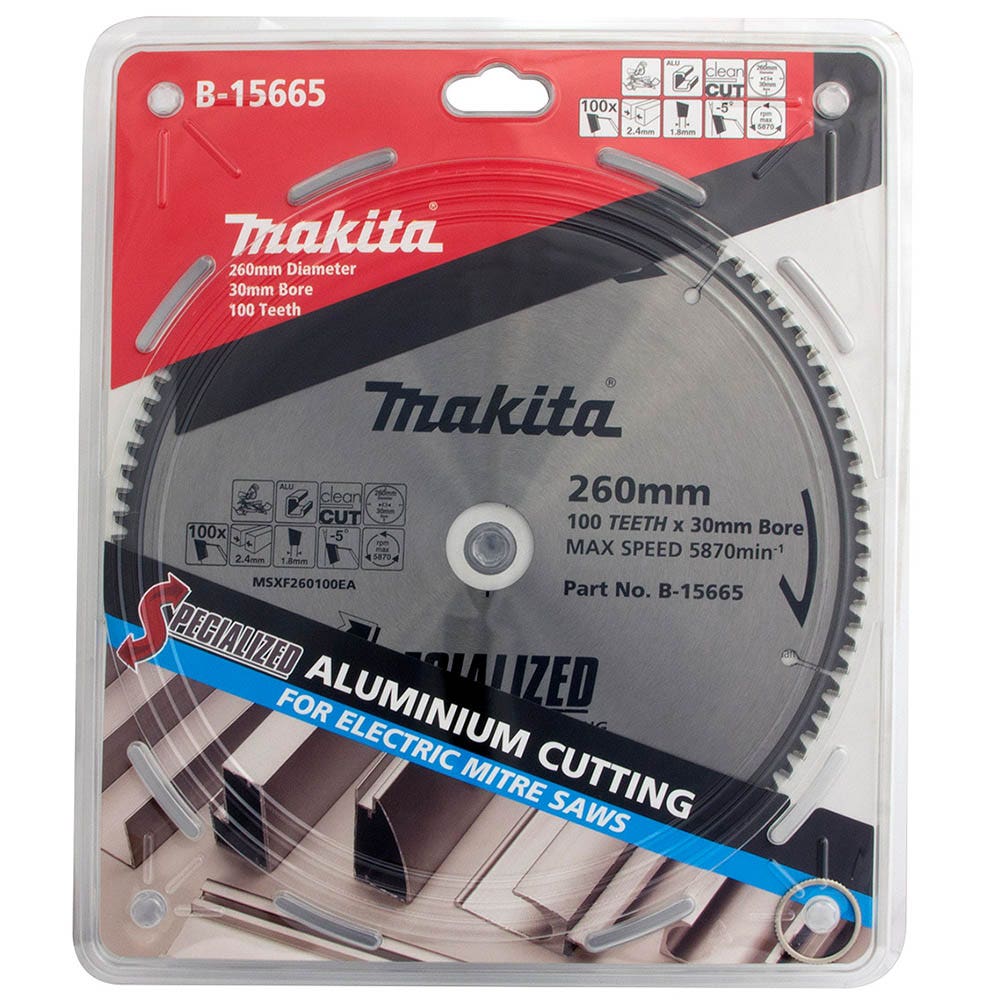 MAKITA 260mm 100T TCT Circular Saw Blade for Aluminium Cutting - Mitre Saws - SPECIALIZED B-15665