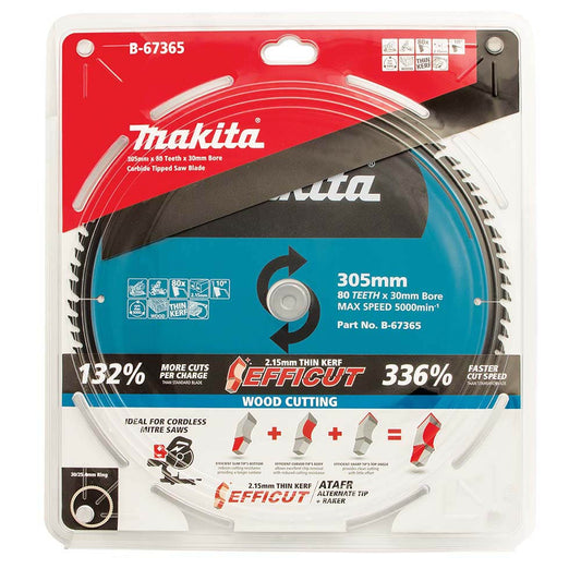 MAKITA 305mm 80T TCT Circular Saw Blade for Wood Cutting - Mitre Saws - EFFICUT
