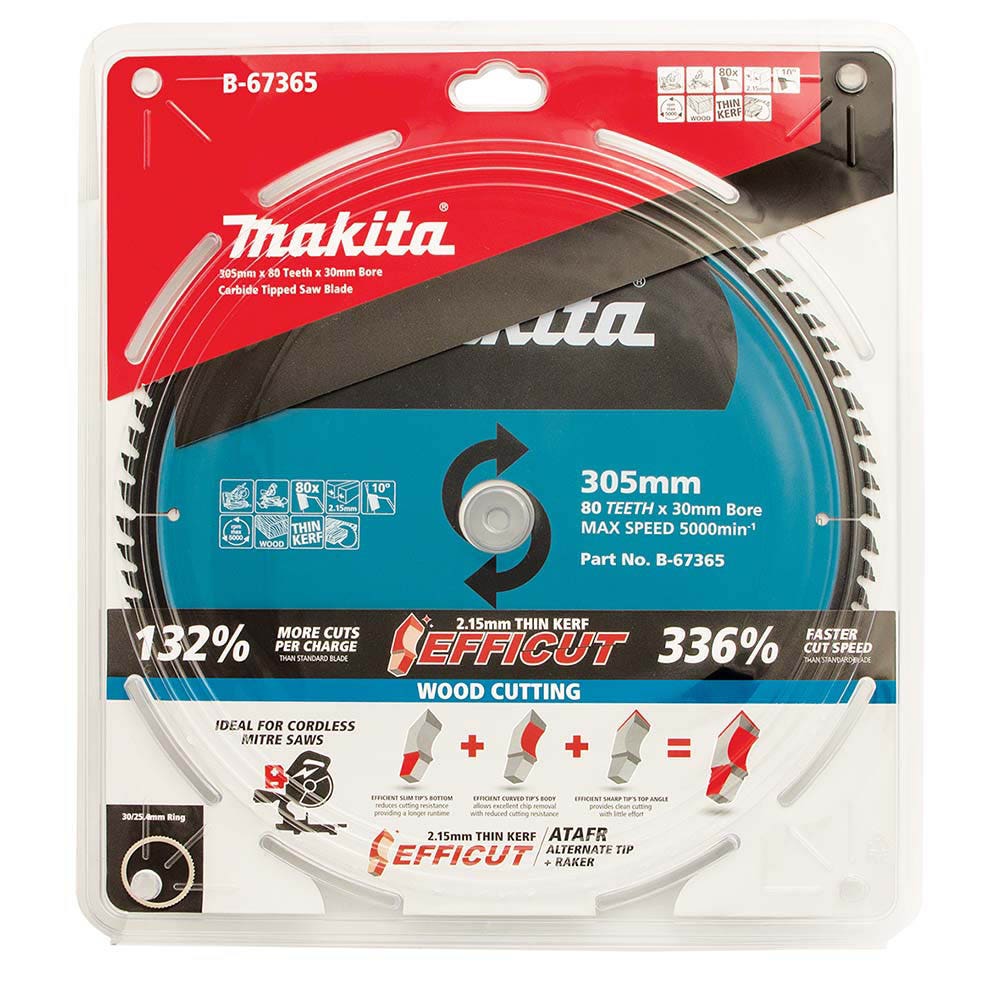 MAKITA 305mm 80T TCT Circular Saw Blade for Wood Cutting - Mitre Saws - EFFICUT