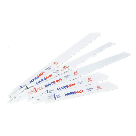 MARXMAN Reciprocating Saw Blade Set For Wood and Metal Cutting 5 Piece MRSBS5PC