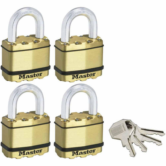 MASTER LOCK 50mm Excell Laminated Padlock - 4 Pack M5BQAU