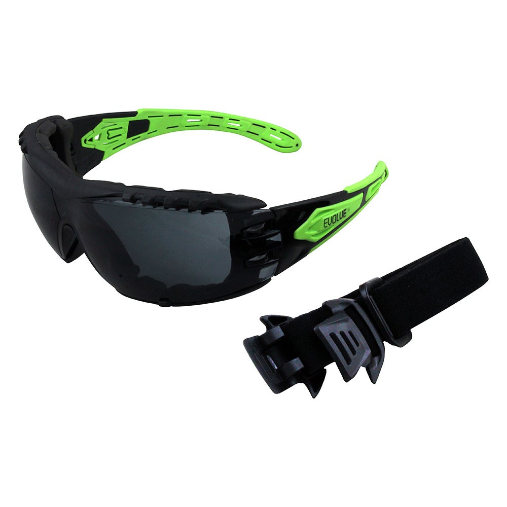 MAXISAFE Evolve Smoke Safety Glasses w Gasket and Headband EVO371-GH