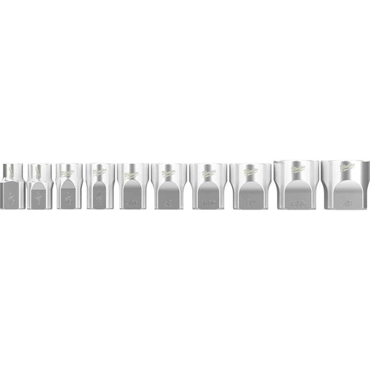 MILWAUKEE 10 Piece 3/8 Inch Drive Standard SAE Socket Set with Storage Rail 48229403
