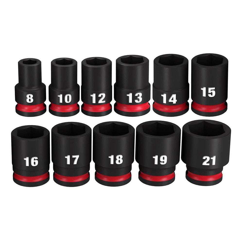 MILWAUKEE 11 Piece 3 8inch Drive 6 Point Shockwave Metric Standard Impact Socket Set 49667050