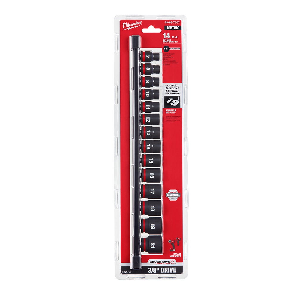 MILWAUKEE 14 Piece 3/8inch Drive 6 Point Metric Standard Impact Socket Set 49667007